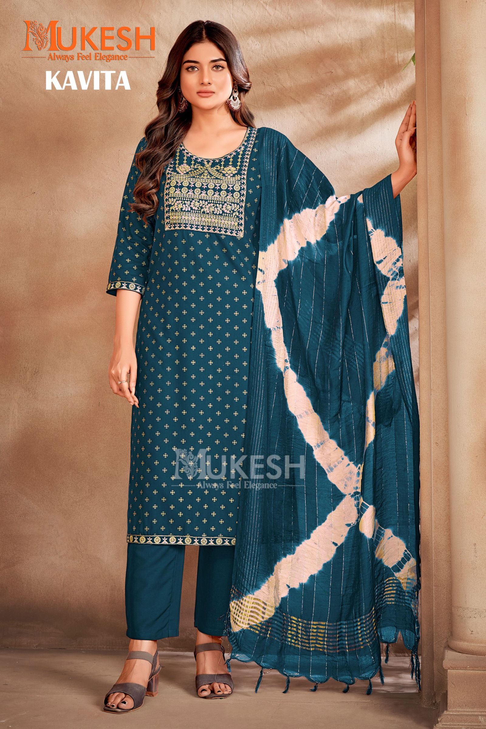 Mukesh Kavita Rayon Foil Printed Kurti With Bottom Dupatta Wholesale Market In Surat
